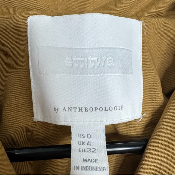 Anthropologie ett:twa Marley Belted Trench Coat Tan Brown Trim Pockets Size 0 - Picture 5 of 12
